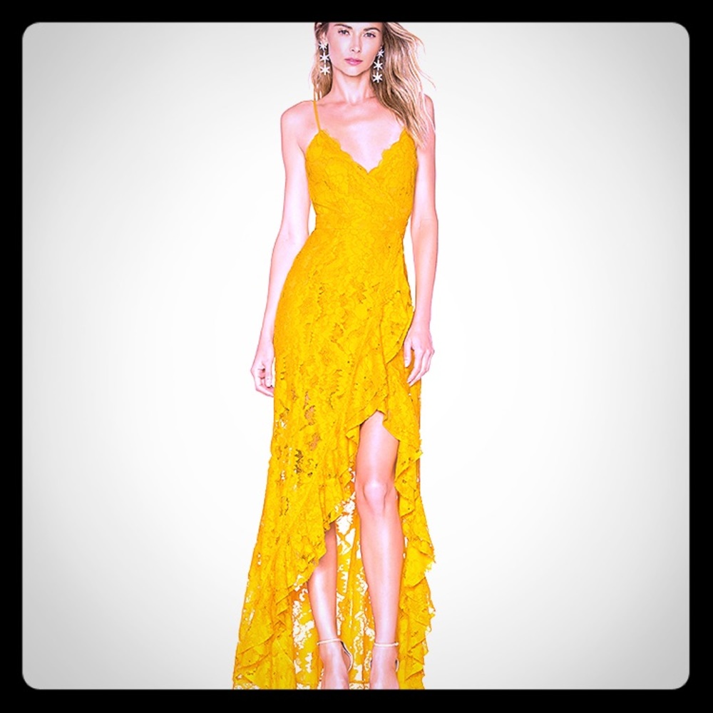 MAJORELLE Paisley Dress in Gold Yellow